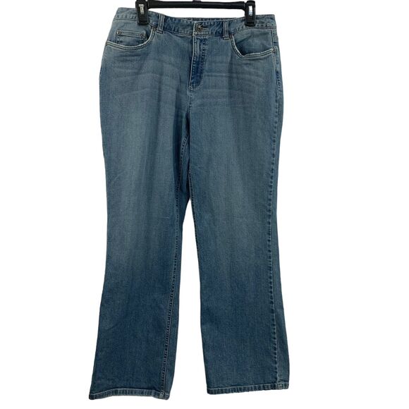 Vtg Talbots Womens Jeans Bootcut 12P Blue Mid Rise Stretch Pants Denim - Picture 1 of 11